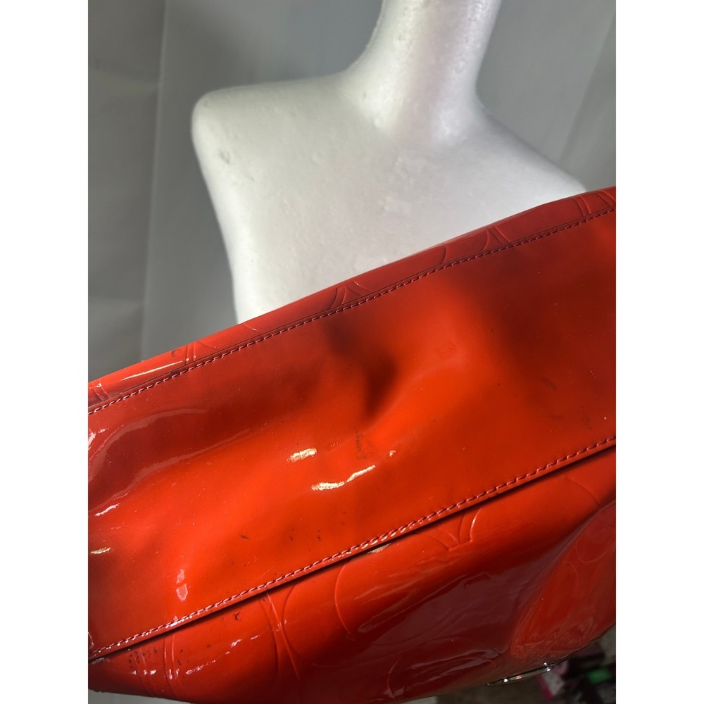 Coach Orange Patent Leather Signature C Bag #81 - Picture 7 of 12